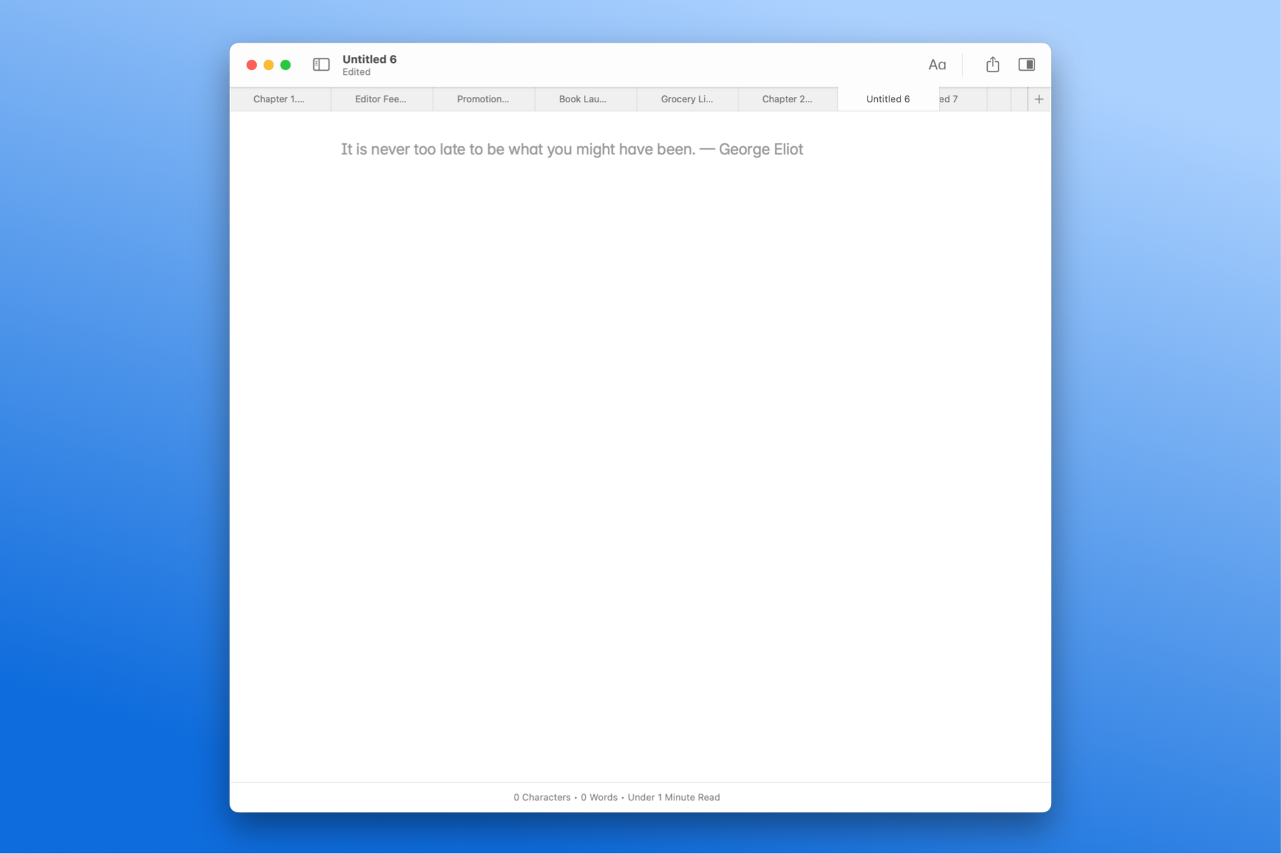 A screenshot of the Paragraphs macOS writing screen.