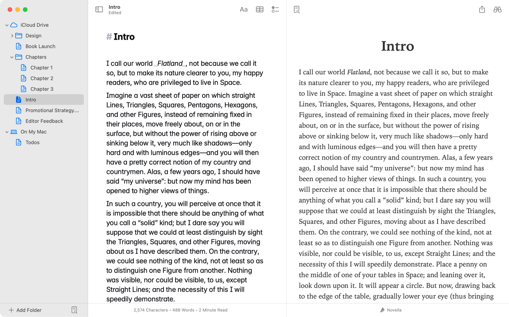 A screenshot of the Paragraphs macOS app showcasing the sidebar.