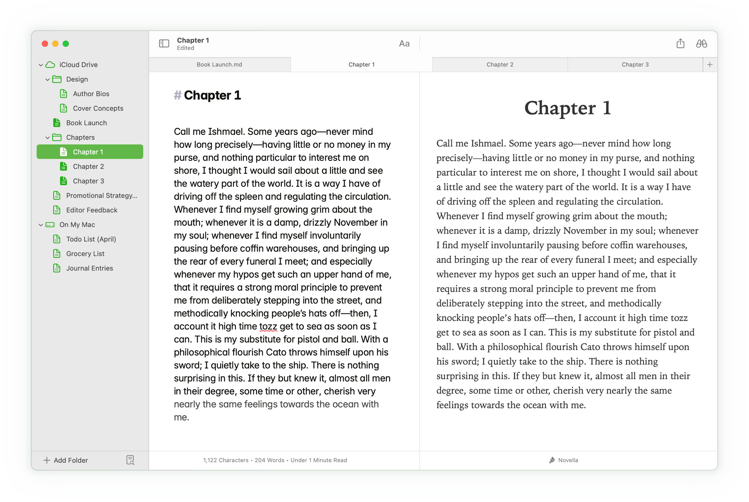 A screenshot of the Paragraphs macOS app showcasing the sidebar.