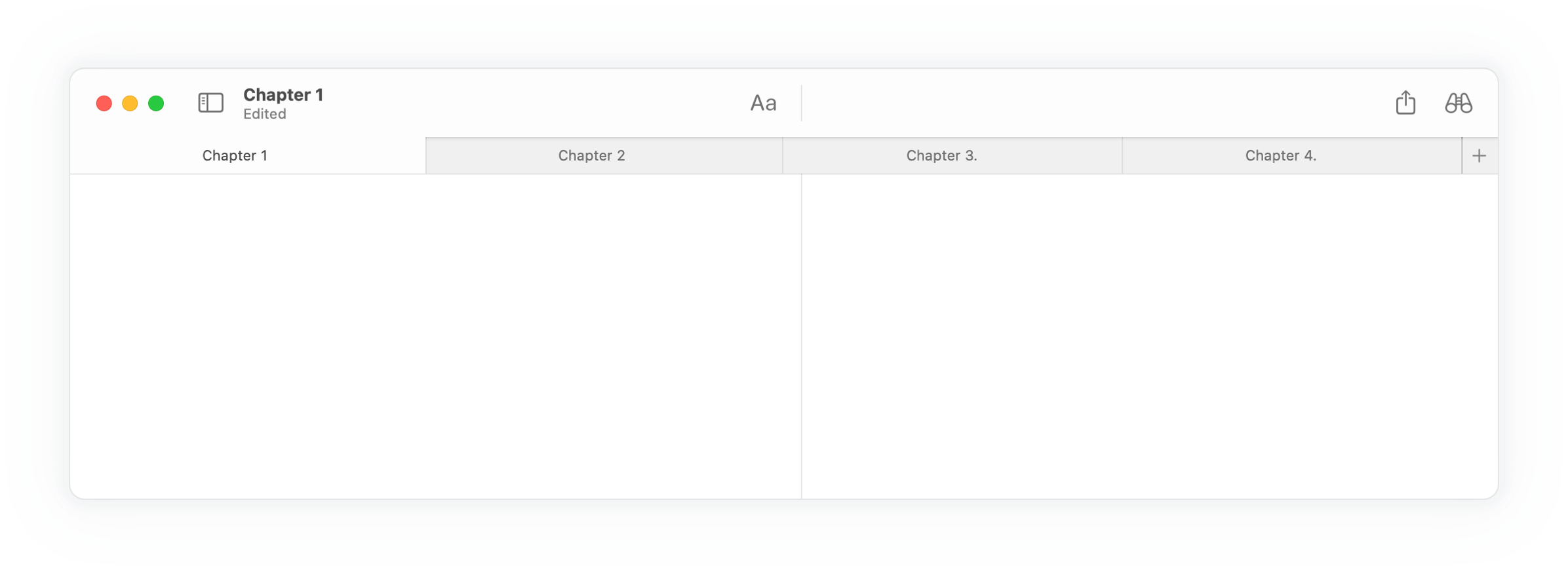 A screenshot of the Paragraphs macOS app showcasing the tabbed editing feature.